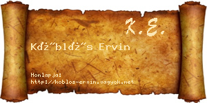 Köblös Ervin névjegykártya