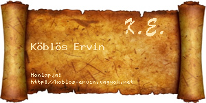 Köblös Ervin névjegykártya
