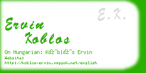 ervin koblos business card